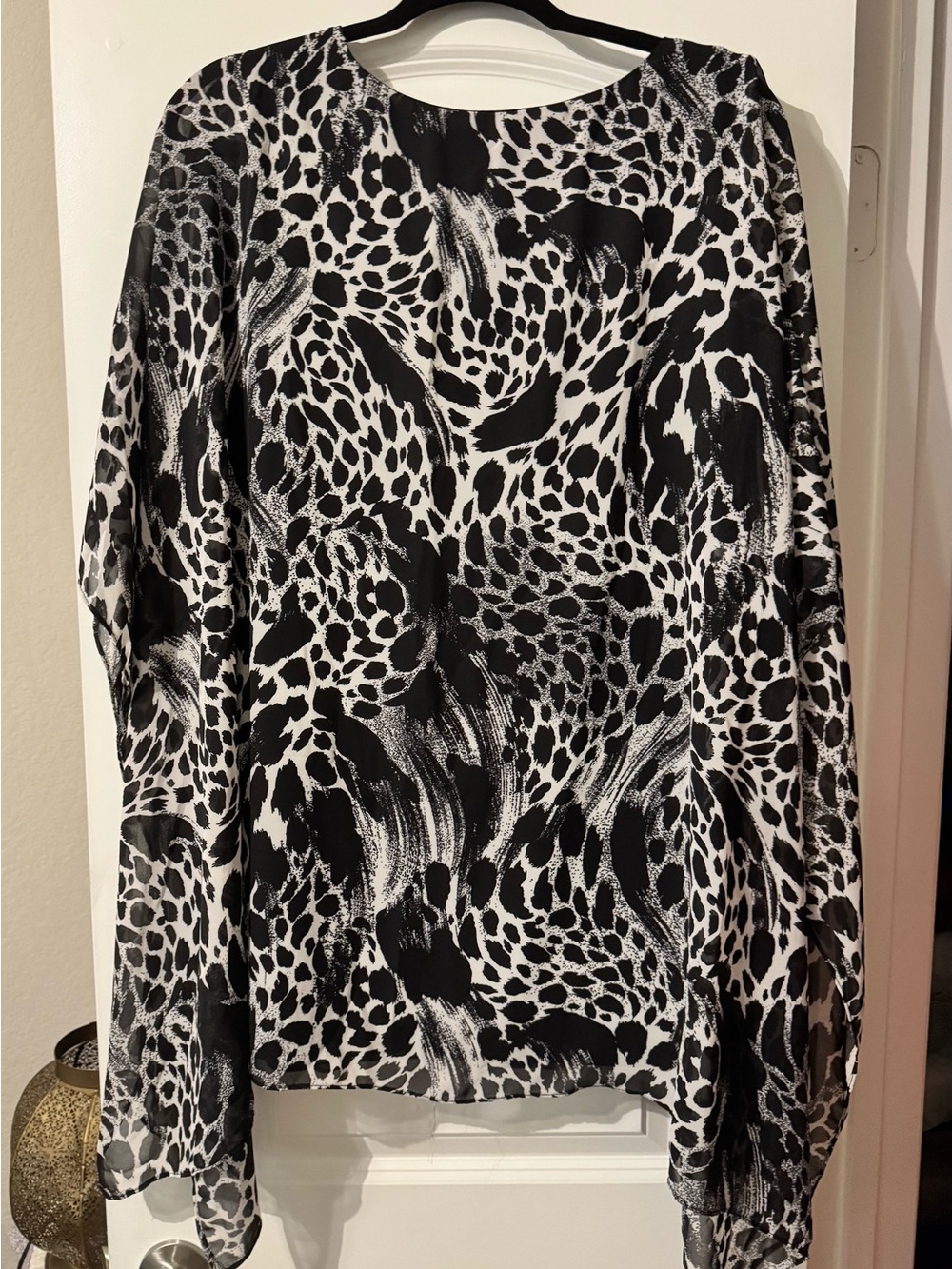 Black and White Animal Print Women's Bat wing blouse